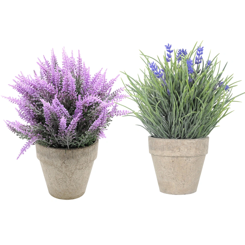 2pcs Artificial Plant Beautiful Decor Flower Grass Ornaments for Home Store Garden (Orchid Leaf Lavender, Rosy Lavender Each Pattern Has 1pcs)