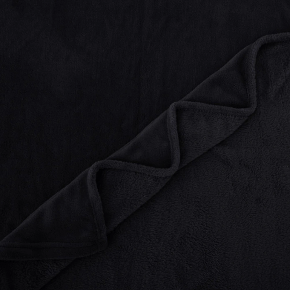 Pure Color Flannel Fleece Blanket Couch Solid Color Bed Blanket Sheet 70*100cm (Black)