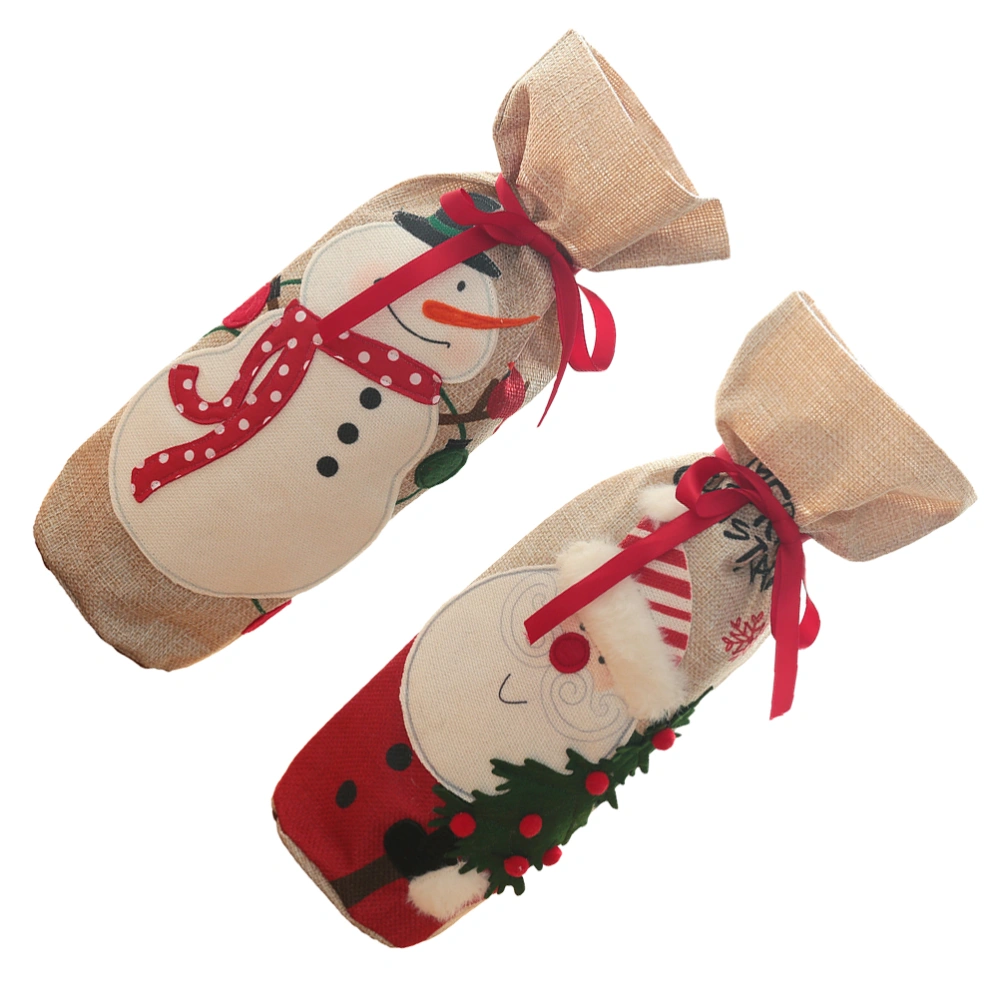 2pcs Christmas Wine Bottle Covers Merry Christmas Decors Christmas Ornaments