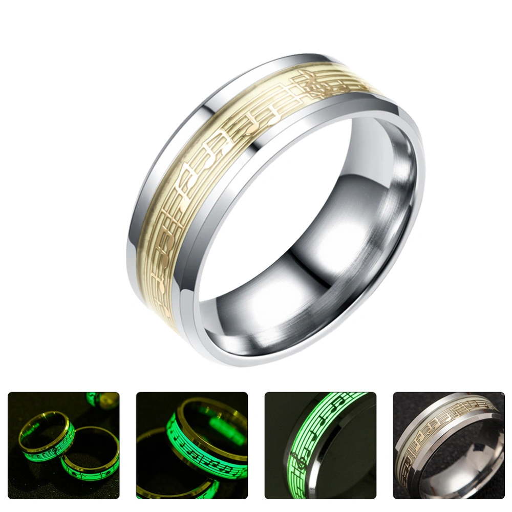 1Pc Luminous Musical Notation Ring Finger Ring Fashion Finger Jewelry (Golden)