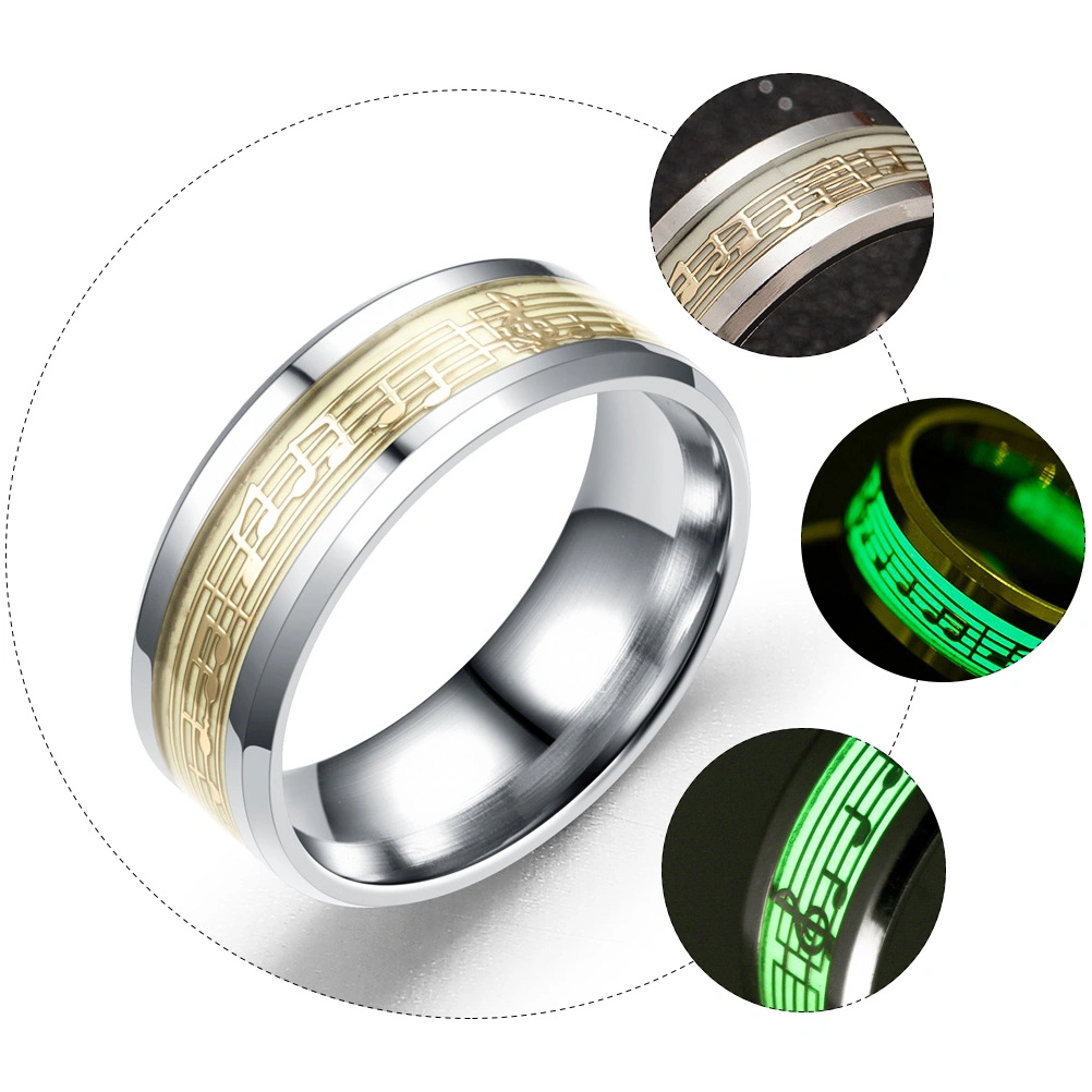 1Pc Luminous Musical Notation Ring Finger Ring Fashion Finger Jewelry (Golden)