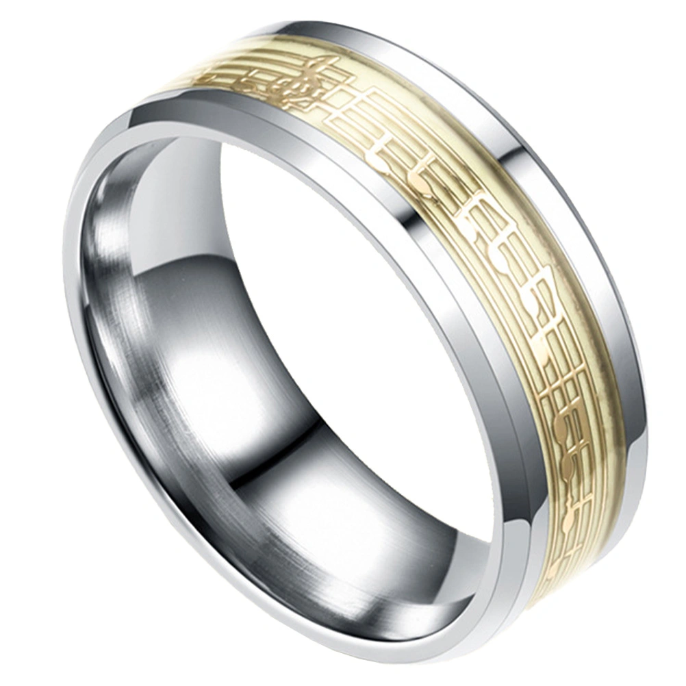 1Pc Luminous Musical Notation Ring Finger Ring Fashion Finger Jewelry (Golden)