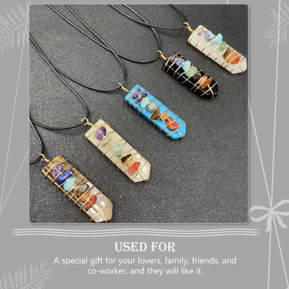 Stone Necklaces Natural Stone Pendant Necklace Pendant Wire Wrapping Stone Decor