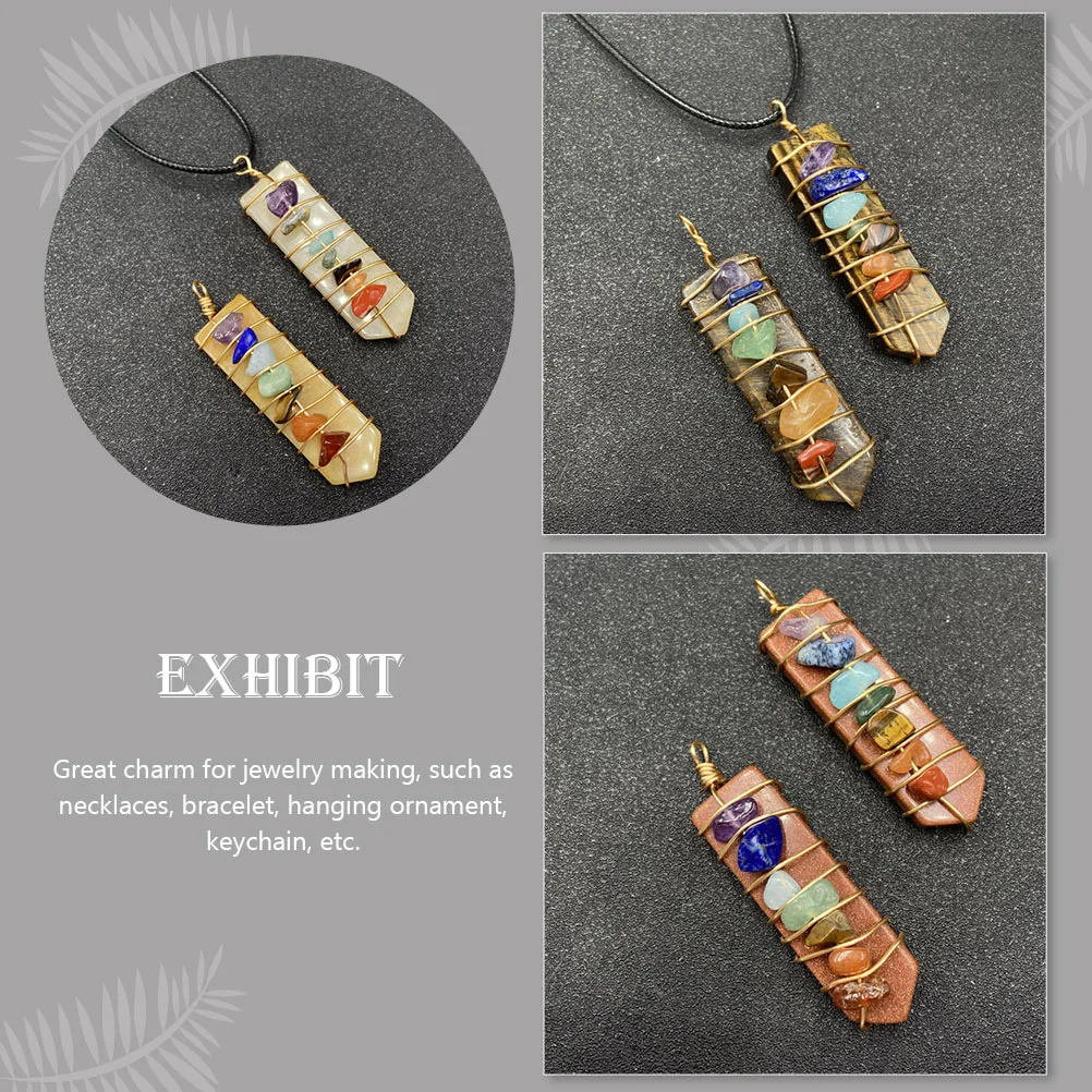 Stone Necklaces Natural Stone Pendant Necklace Pendant Wire Wrapping Stone Decor