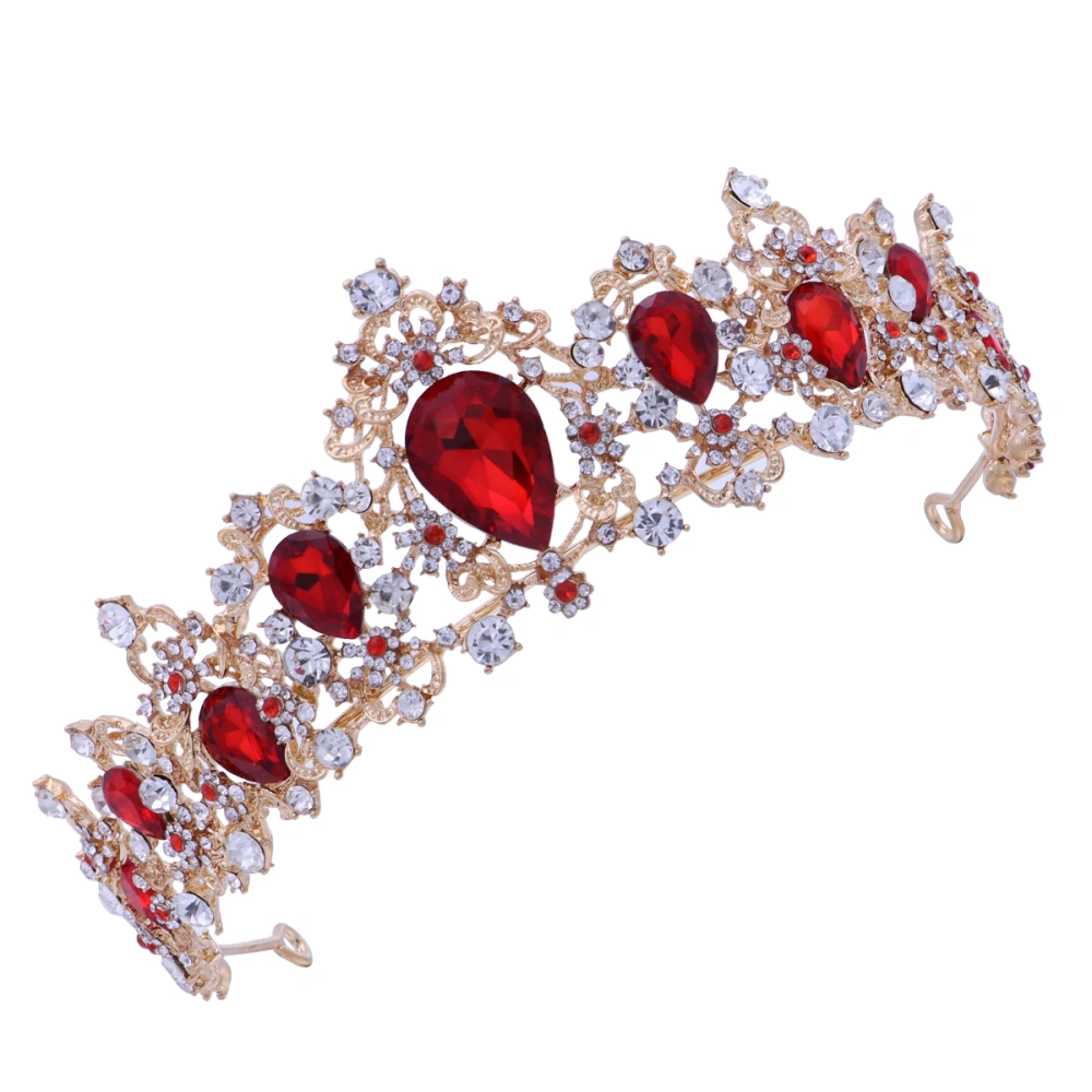 Royal Crystal Tiara Wedding Crown Headpieces Bridal Hair Accessories (Red)