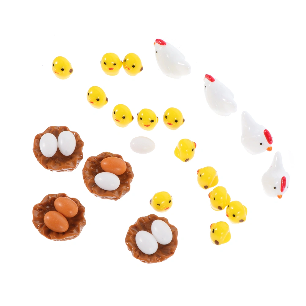 1 Set Resin Craft Easter Chicken Egg Model Small Easter Themed Micro Figurines