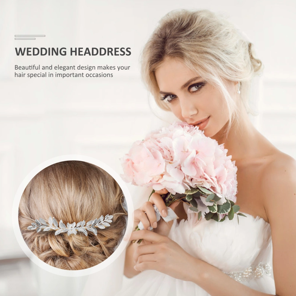 Exquisite Large Blades Wedding Hair Combs for Bride Women Handwork Headpiece Hair Accessories(Silver)