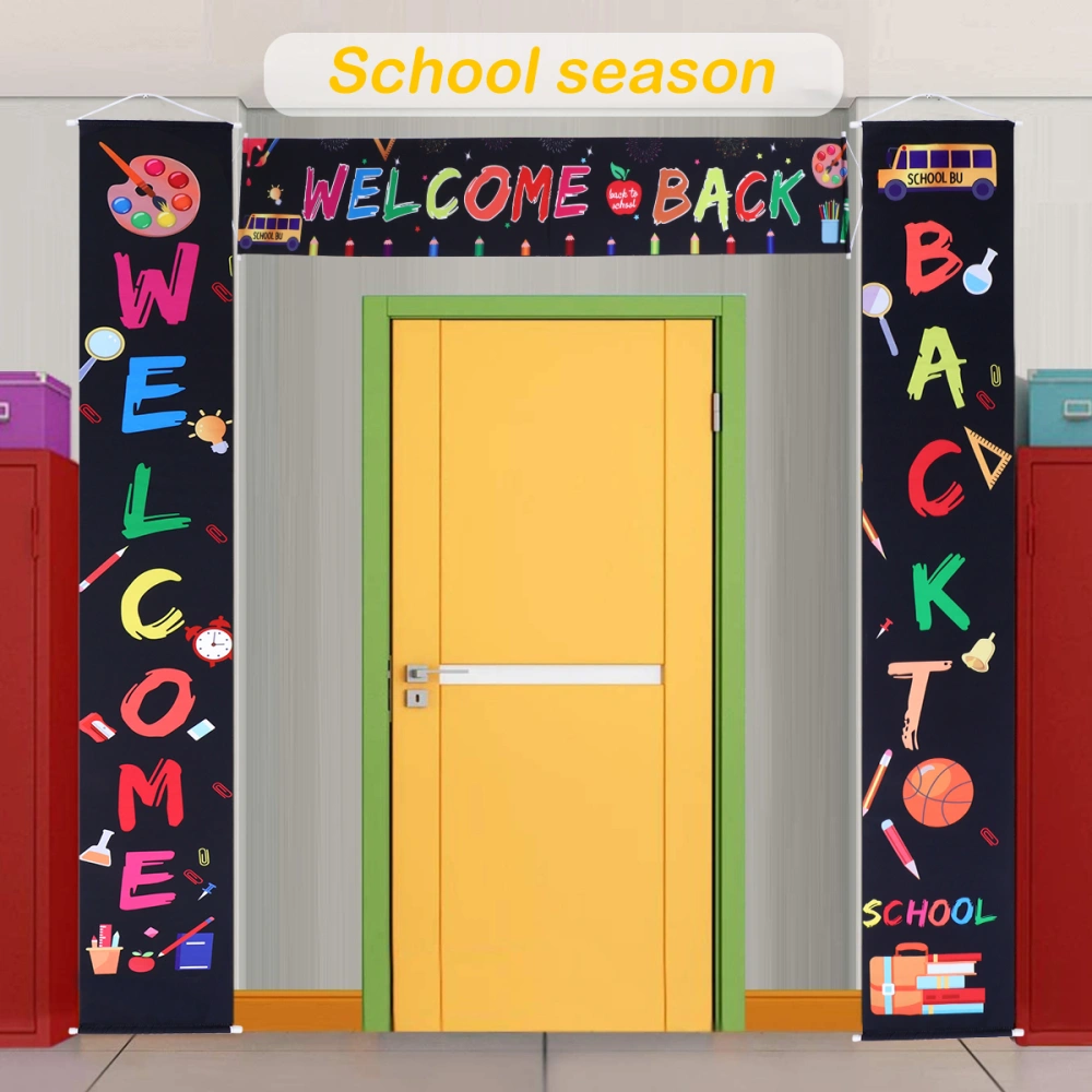 3 Pcs Welcome Back Banner Couplets Back To School Hanging Drop for School Party