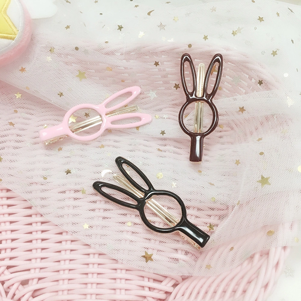 7pcs Rabbit Shape Hair Pin Rabbit Hollow Alloy Hair Clip Geometric Bunny Decoration Hair Accessories Hair Snap for Toddlers Girls Kids Baby Girls and Women(Random Color)