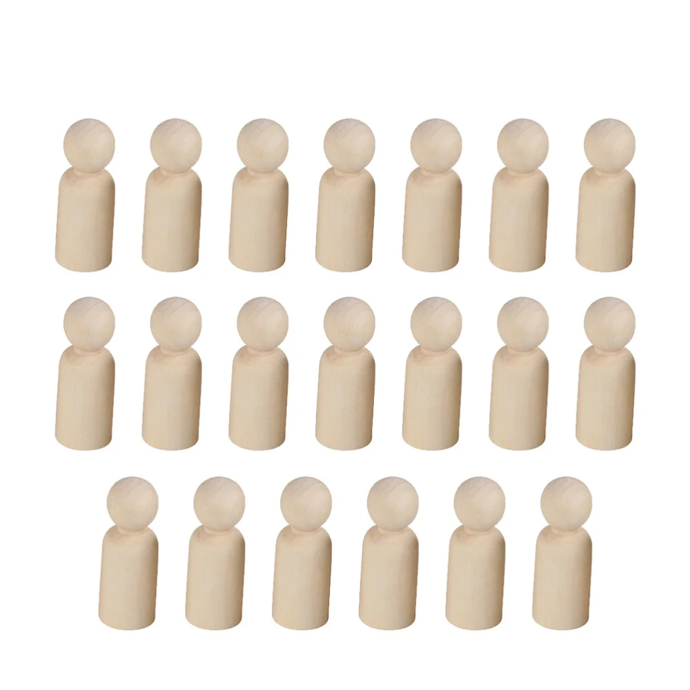 20pcs Small Wooden Sculpture Doll Children DIY Painting Graffiti Puppet Toys for Kids Children Home Decor Supplies(35mm Men Shape, Light Yellow)