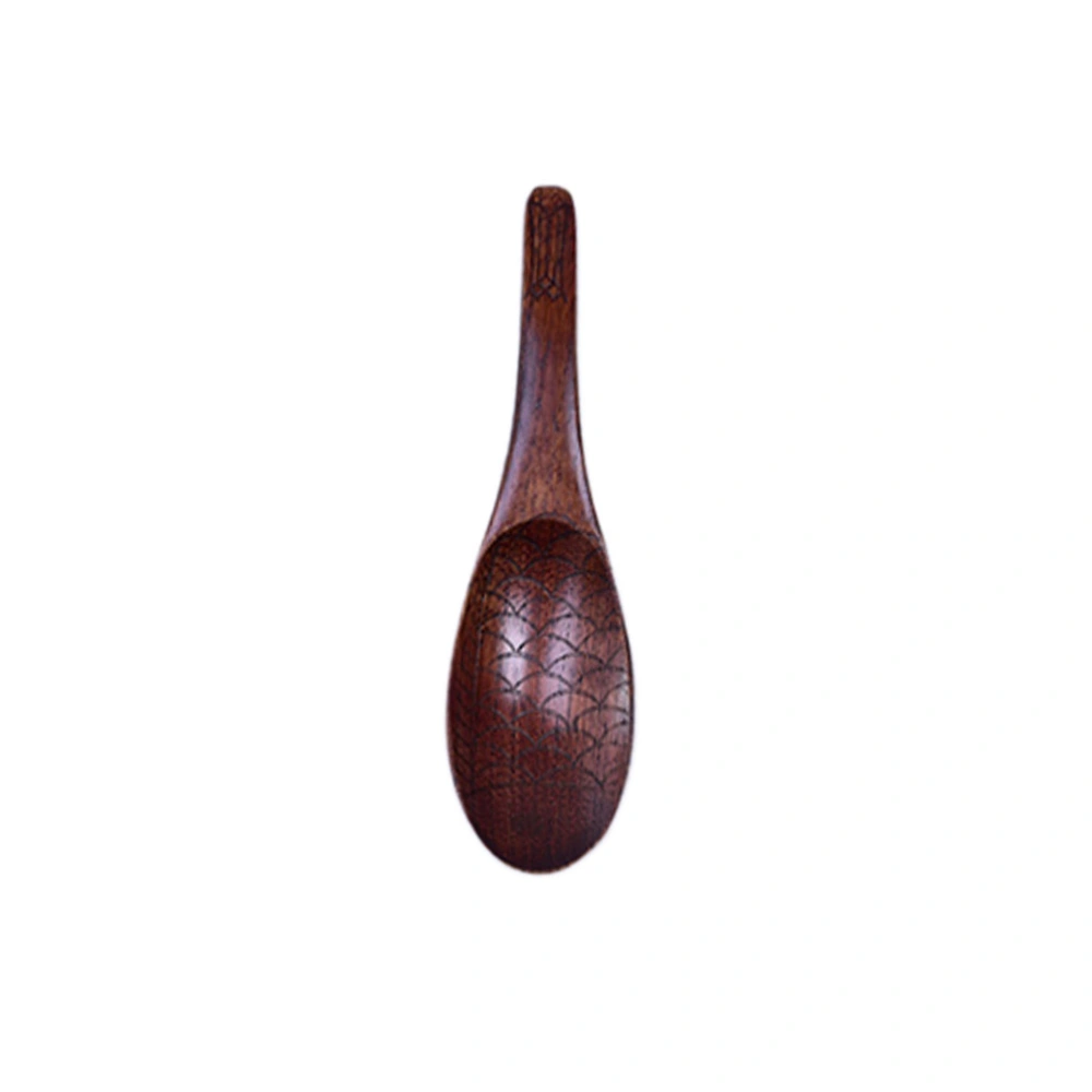 Vintage Japanese Style Fish Shape Wooden Soup Spoon Porridge Paddle Rice Spoon - Brown