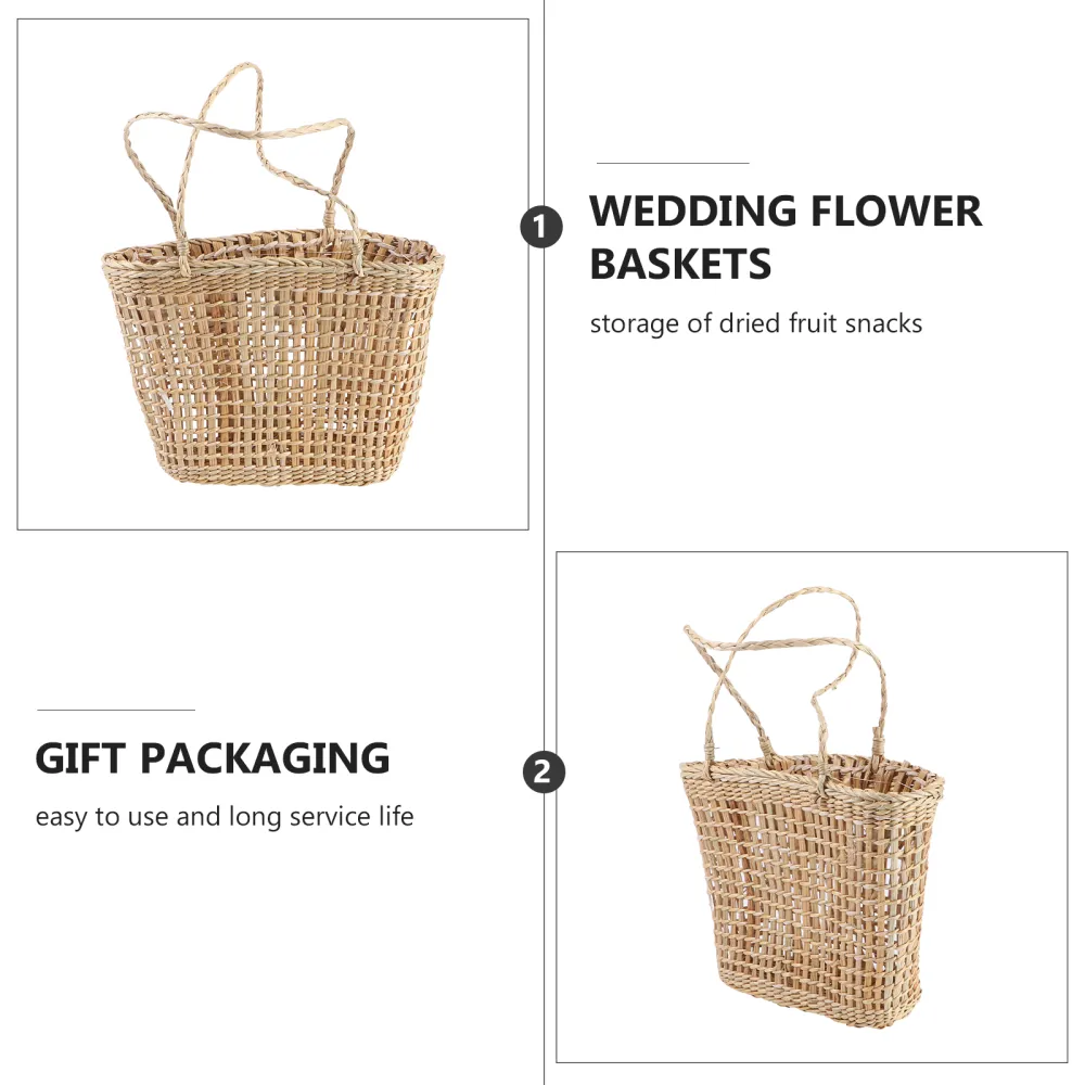 1pc Hand-woven Rattan Flower Basket Multi-purpose Flower Basket (Light Brown)