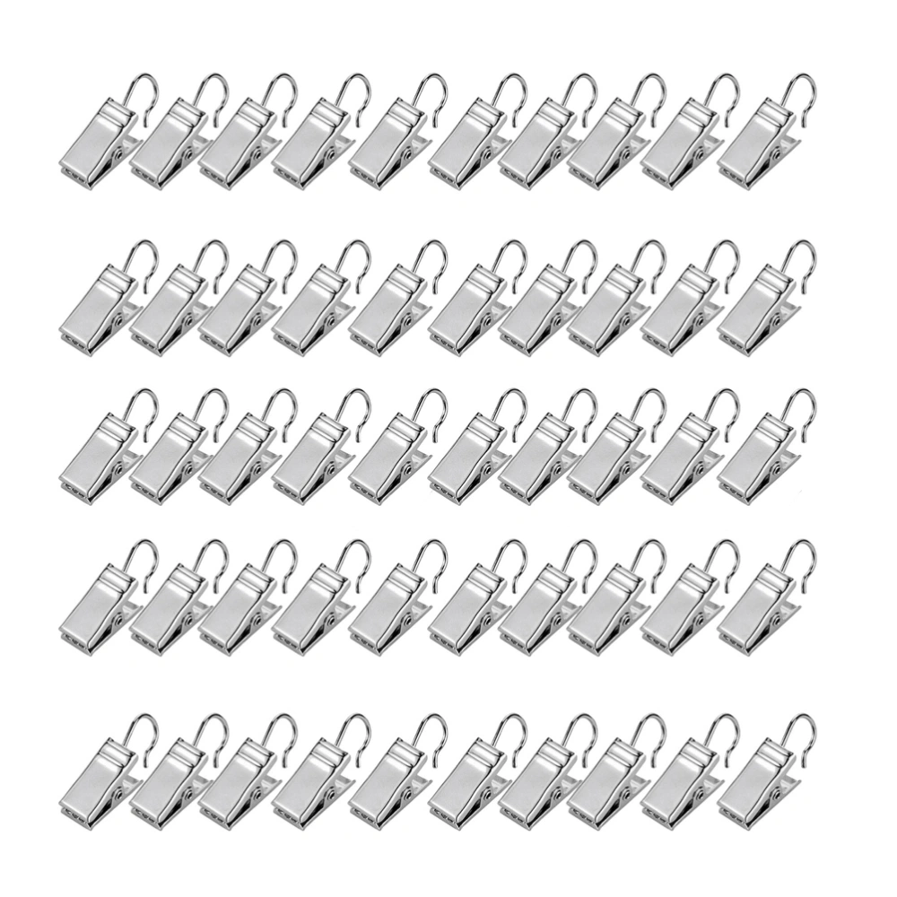 100pcs Rustproof Drapery Ring Practical Curtain Holding Clamp Durable Curtain Clip Metal Iron Clamp for Home (Silver)