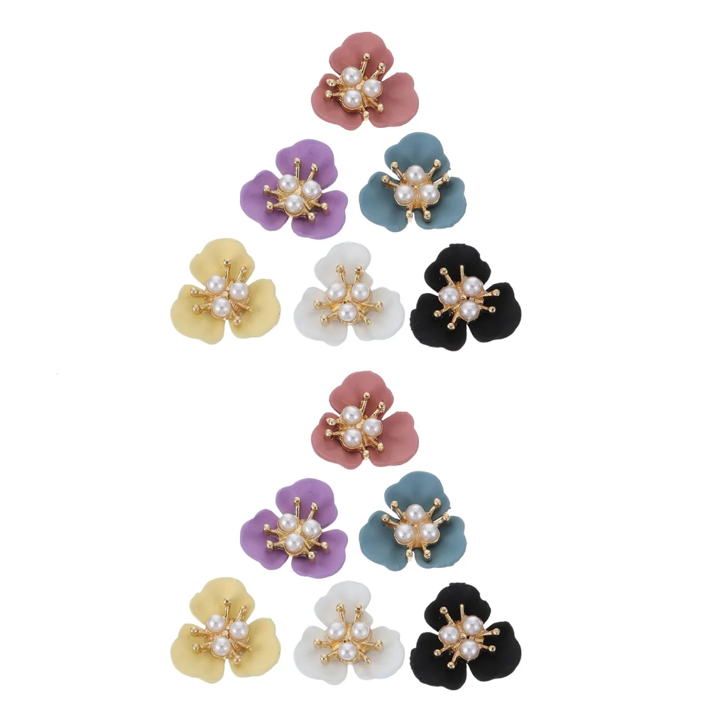 12pcs DIY Nail Art Decorations Nail Charms Flower Pearl Design Manicure Jewelry