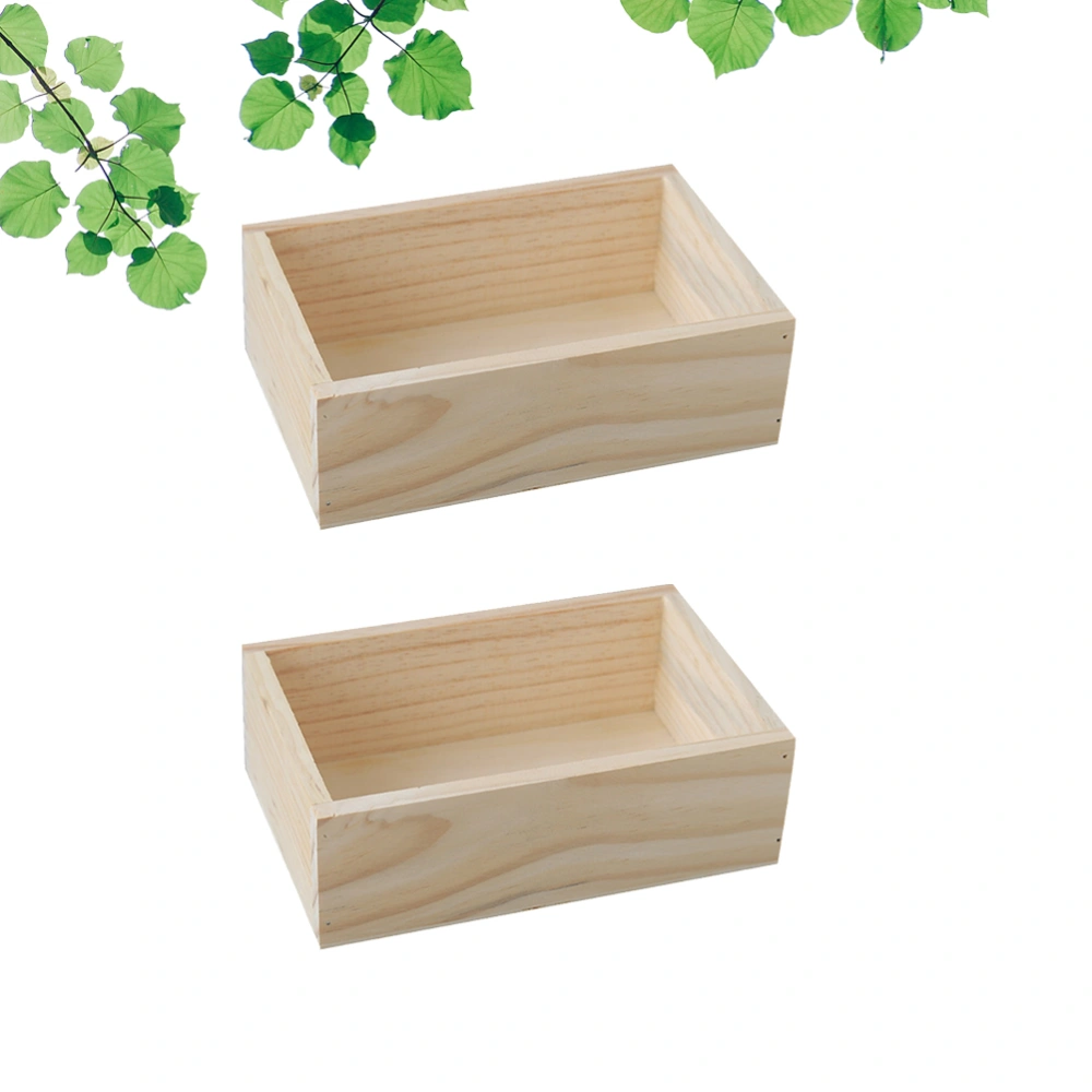 2PCS Wooden Multifunctional Storage Box Rectangular Wooden Desktop Storage Container for Home Living Room Bedroom