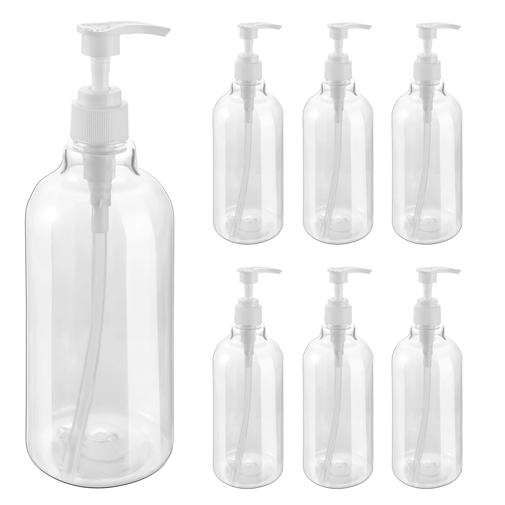 TOPBATHY 8pcs 500ml Refillable Pump Bottles Transparent Shampoo Dispensers Lotion Liquid Bottles for Bathroom Kitchen