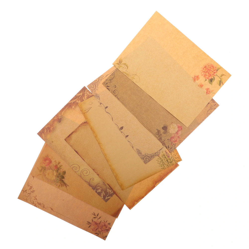 8pcs Writing Stationery Paper Vintage Writing Paper with Flower Leaf Border Design