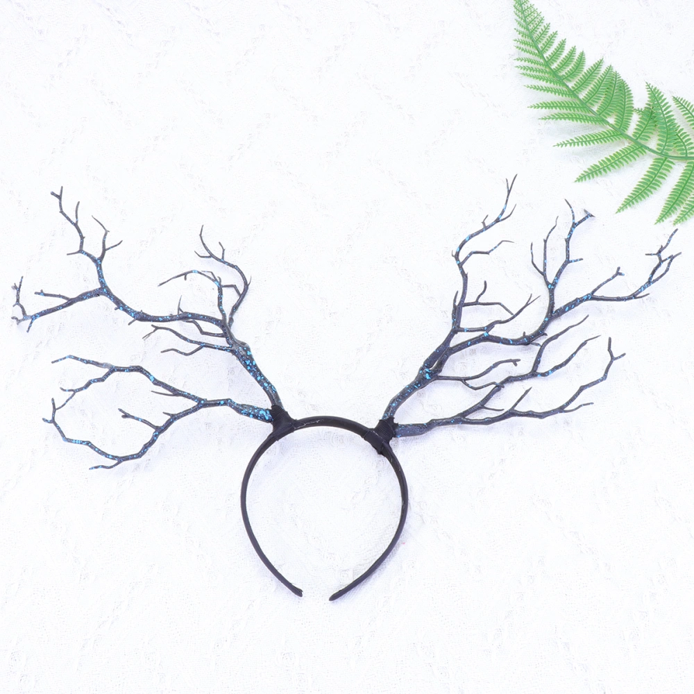 Simulation Antlers Headband Branches Headdress Decorative Hair Accessories Party Decoration Photo Props (Blue)