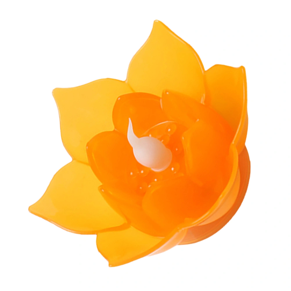 1 Pc LED Electronic Lotus Candle Light Realistic Small Size Flower Candle Lamp Floating Flameless Candle Light for Party Festival (Orange)