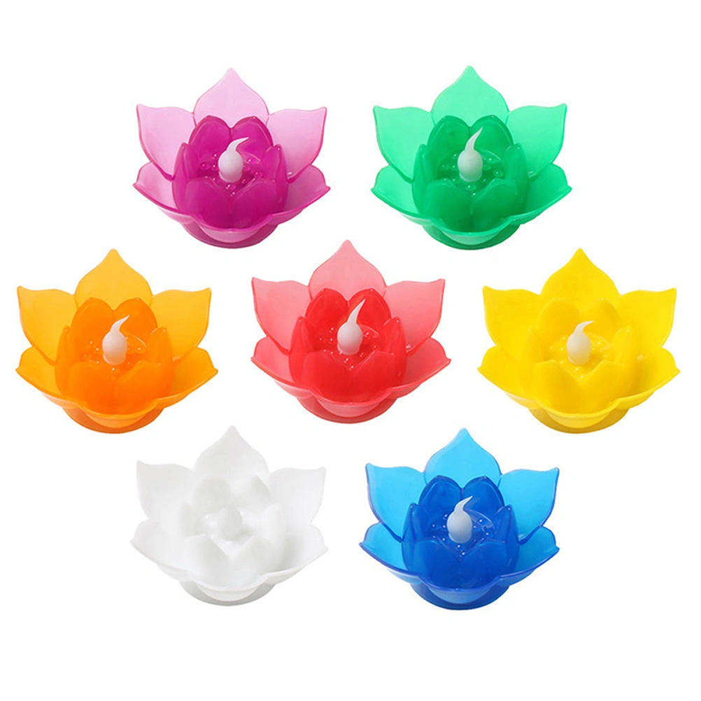 1 Pc LED Electronic Lotus Candle Light Realistic Small Size Flower Candle Lamp Floating Flameless Candle Light for Party Festival (Orange)
