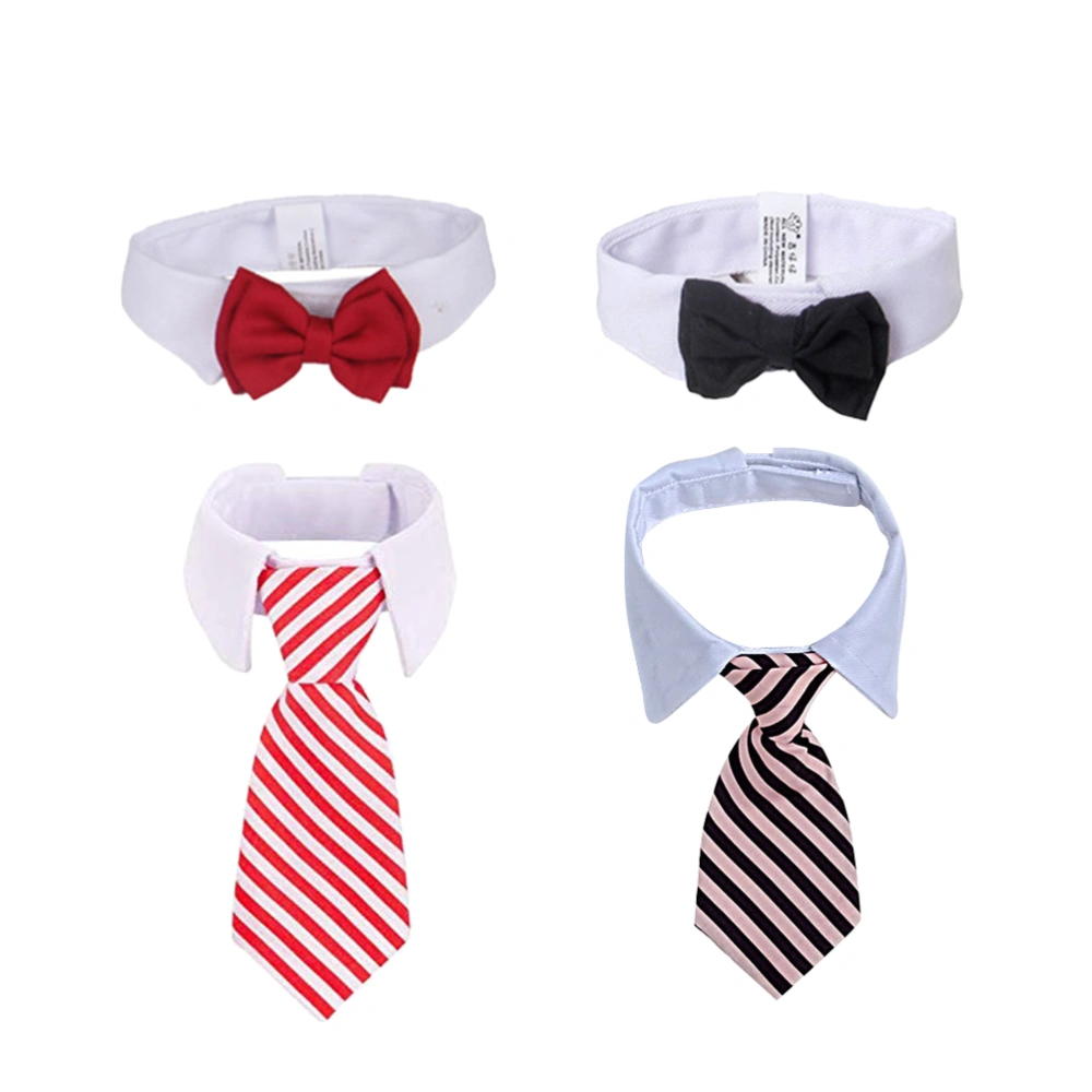 4PCS Elegant Neck Strap Bowtie Neckties for Pet Dog Cat Baby (Size S, Random Color)