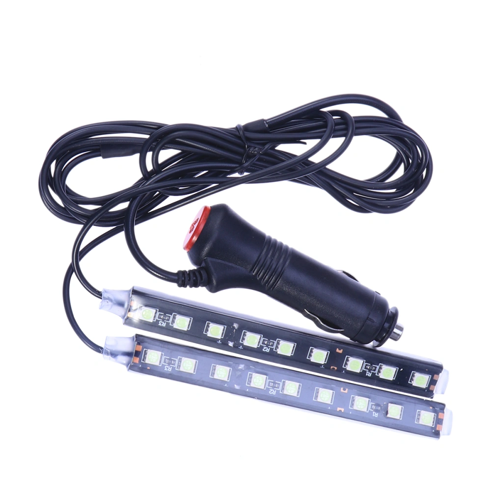 Car Interior Atmosphere Neon Lights Lamps Strip 18 LED Cigarette Lighter - White Light (Black)