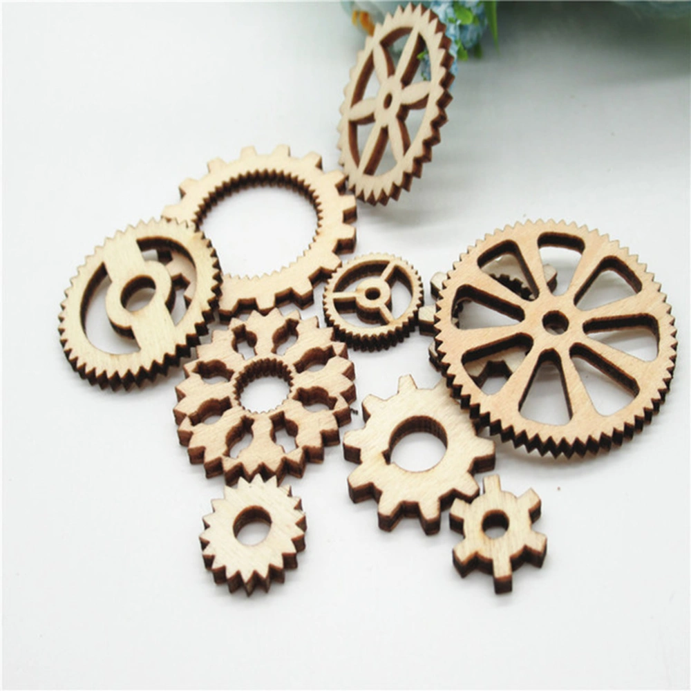 72pcs Wooden Pendant Handmade Decoration Gearwheel Shaped Design Pendant Mural Pendant Accessories for Home Bar Outdoor 