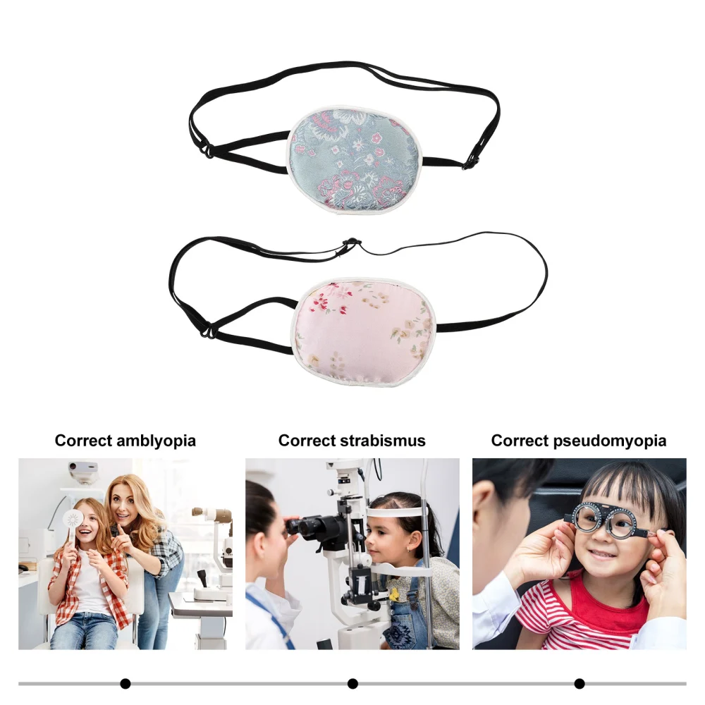 2pcs Adjustable Eye Patch Silk Elastic Lazy Eye Cover for Amblyopia Strabismus