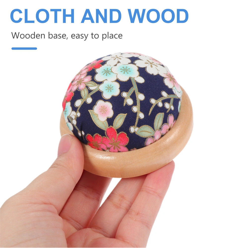 1Pc Household Pin Cushion Wooden Base Needle Pincushion Embroidery Needles Holder