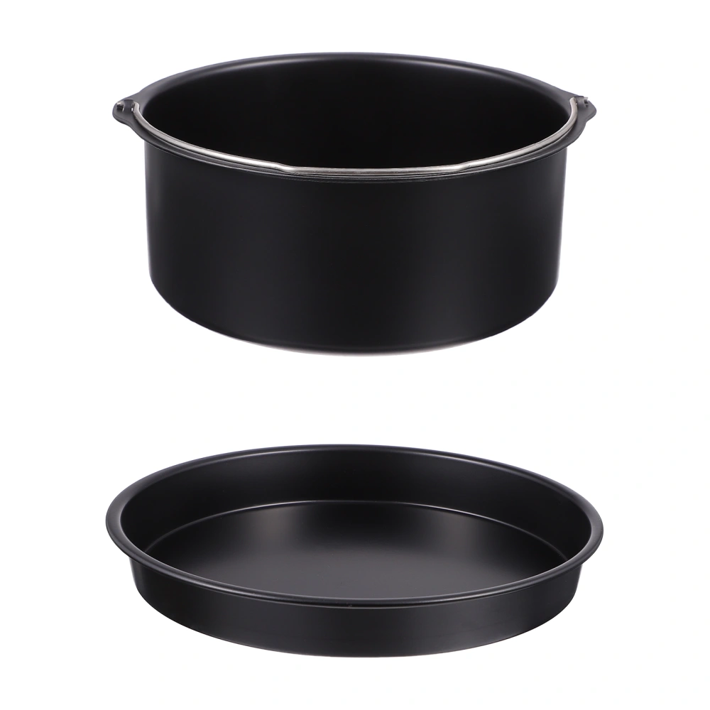 1 Set/2PCS 8 inch Air Fryer Accessories with Carbon Steel Cake Barrel Pizza Pan