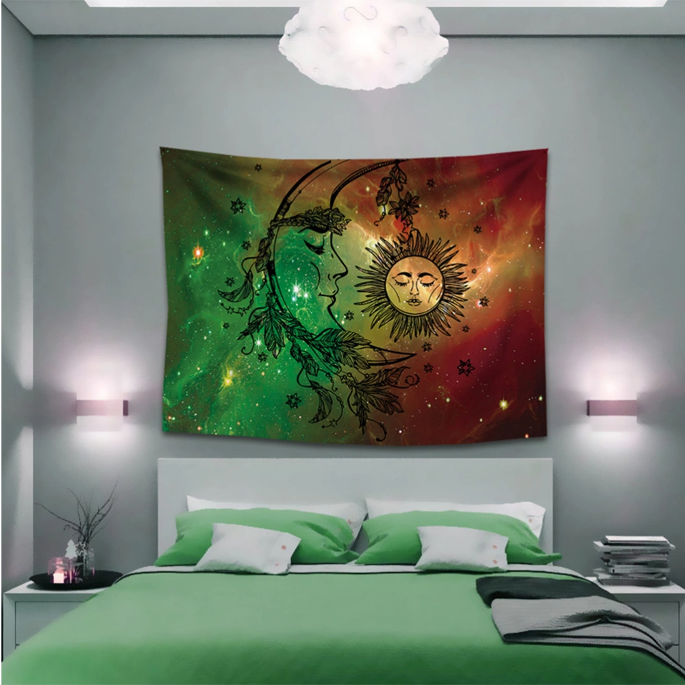 1PC Chic Printing Tapestry Wall Background Hanging Cloth Polyester Bathroom Tapestry Household Hanging Cartpet Decor for Home (16 Sun and Moon Style)