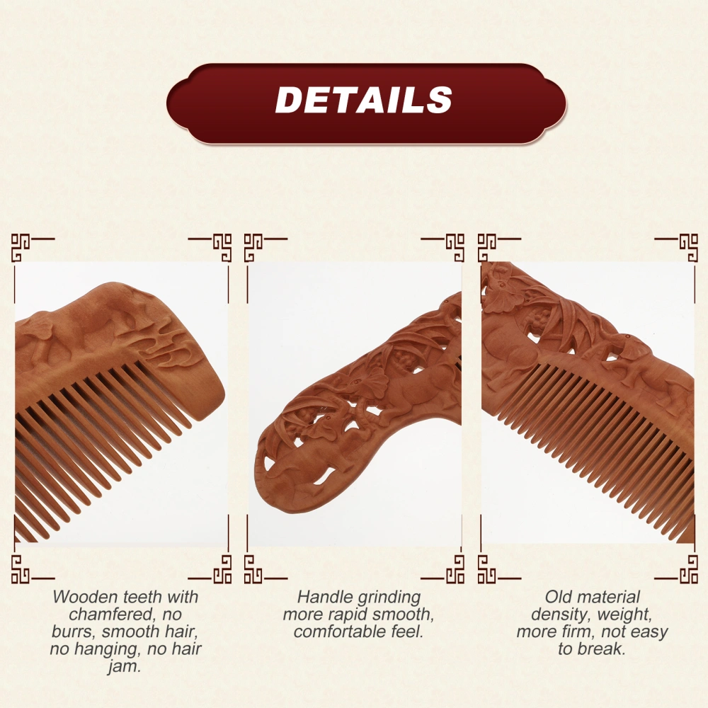 1Pc Meridian Massage Comb Creative Mahogany Comb Practical Hairstyling Comb (Light Brown)