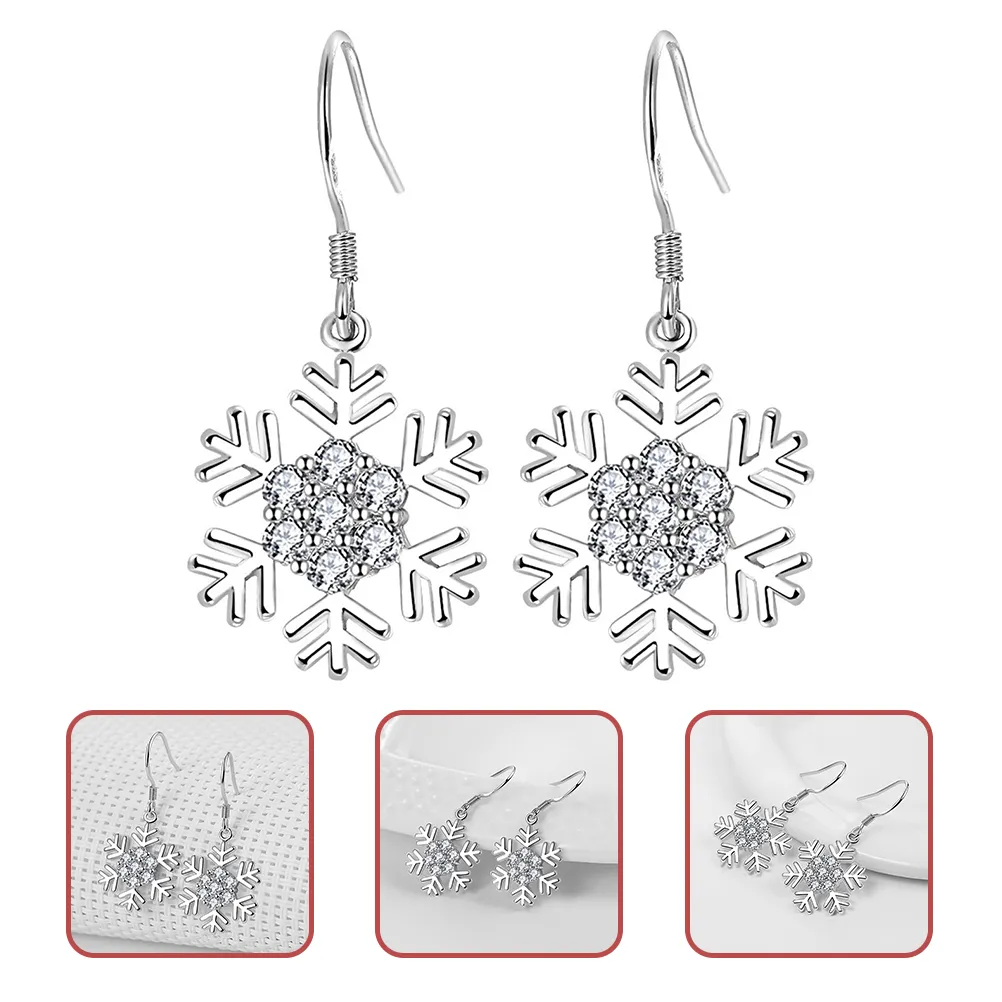 1 Pair Snowflake Earrings Dangle Drop Earrings Christmas Earrings Jewelry