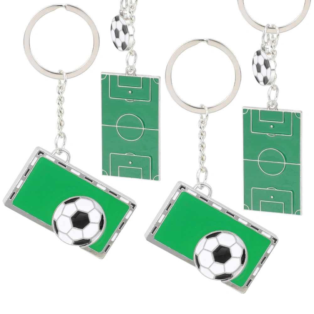 4pcs Metal Soccer Key Chains Metal Soccer Key Rings Key Pendants Key Decorations