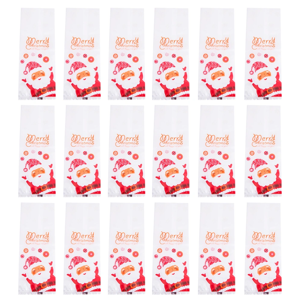 50pcs Christmas Plastic Food Bags Santa Claus Baking Packaging Bags (White Red)