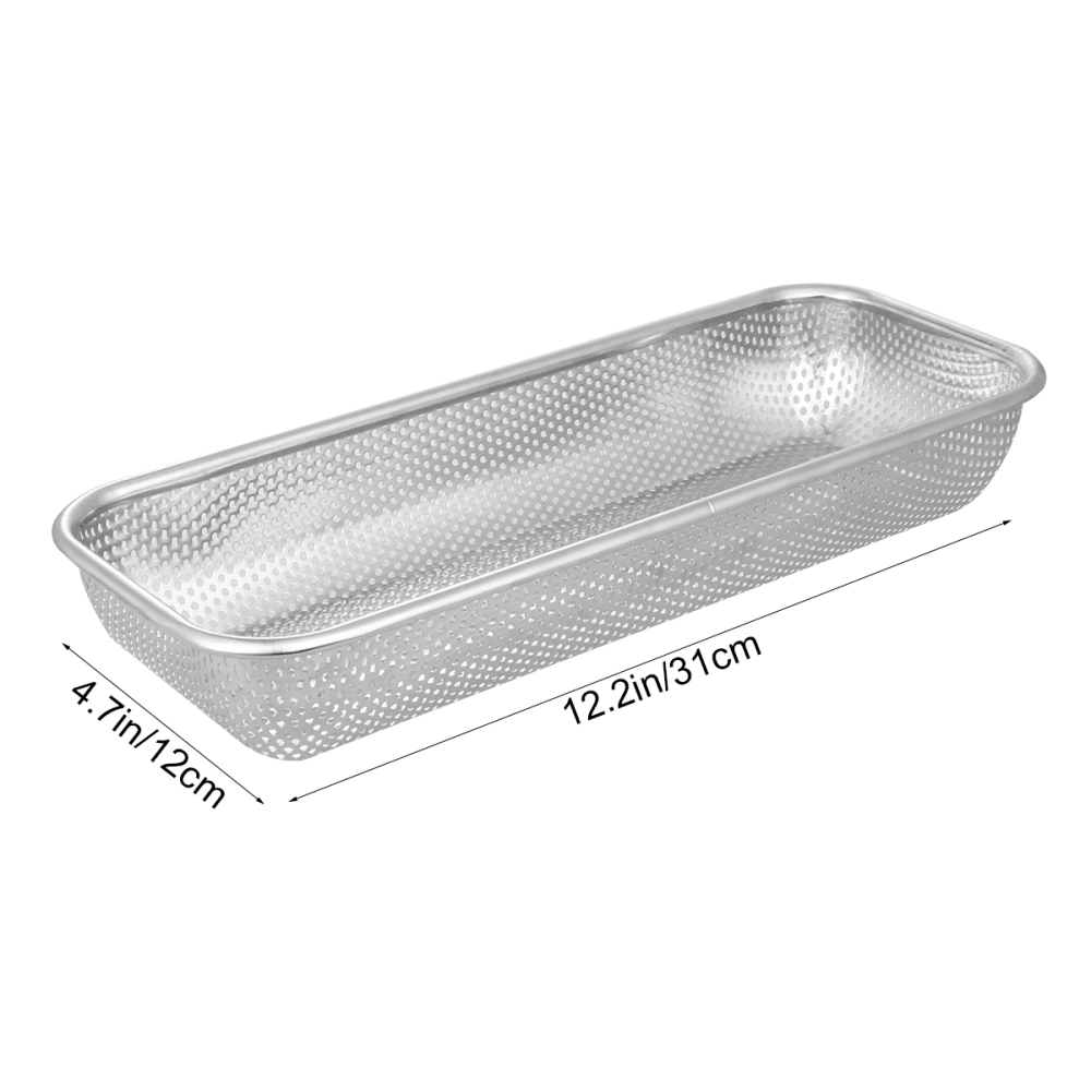 Stainless Steel Drain Basket Rice Sieve Fruit and Vegetable Basket Multi-purpose Drain Basket for Home Kitchen (Silver, S Size)