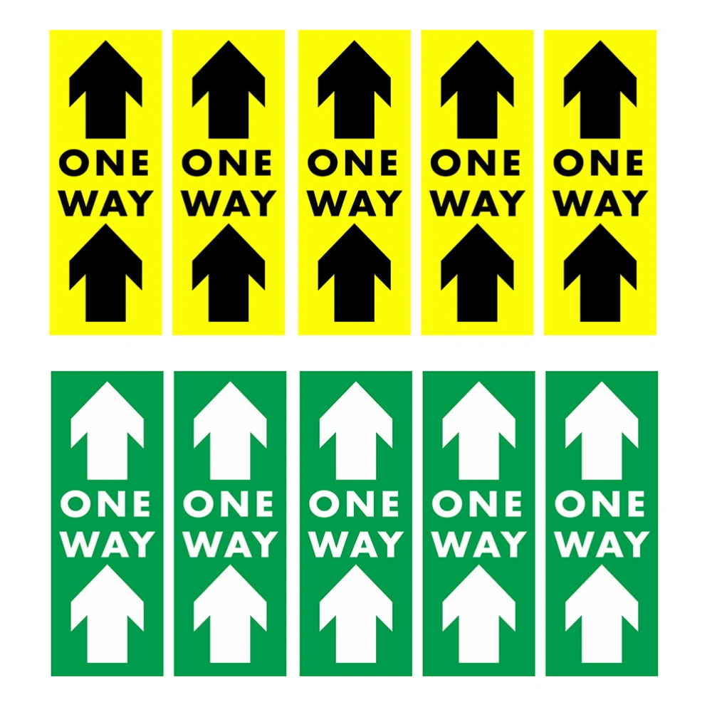 10pcs One Way Floor Decals Social Distance Floor Stickers Warning Marker