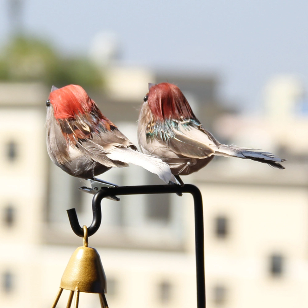 4Pcs Artificial Feathered Birds Vivid Bird Ornaments Decoration Props for Home Garden Party (Random Colors)