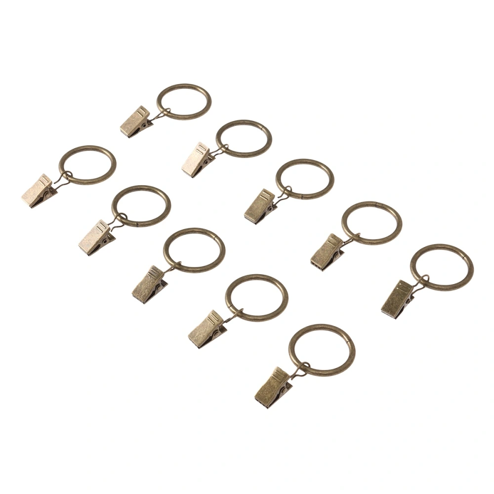 10pcs Vintage Rustproof Drapery Ring with Hook Curtain Clip Ring 3.5x25mm (Bronze)