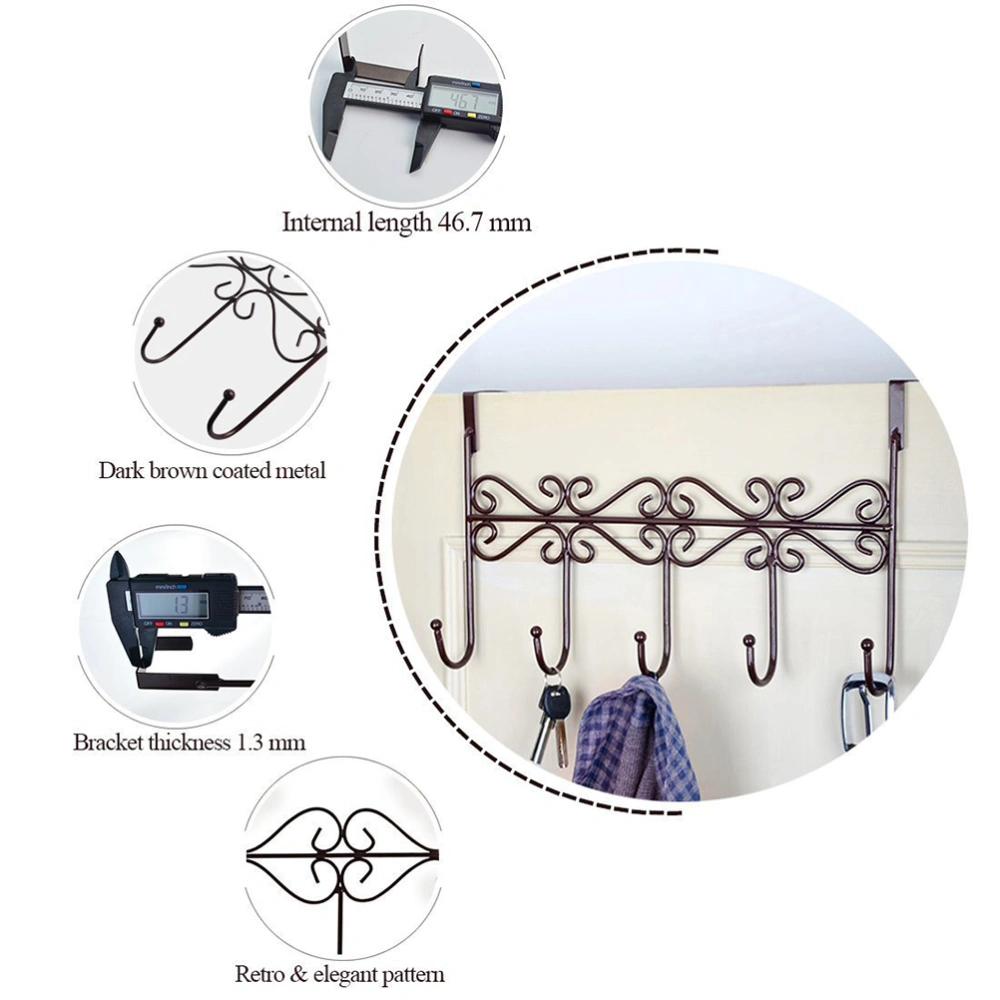 Creative Wrought Iron Nail-free Door Hook Coat Tie Towel Over the Door Hook Multi-function Clothes Storage Rack (Bronze)