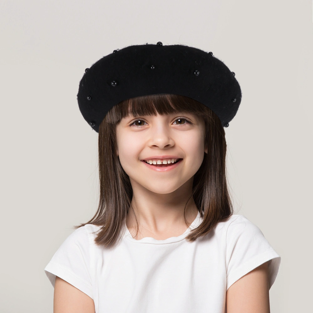 Chic Pearl Beret Fashionable Child Beret Hat Exquisite Girl Casual Hat