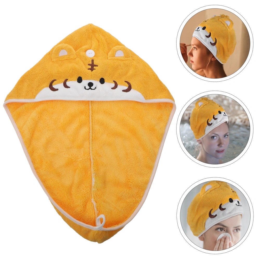 Cartoon Hair-drying Towel Hair Drying Wrap with Tiger Pattern Fast Hair-drying Towel