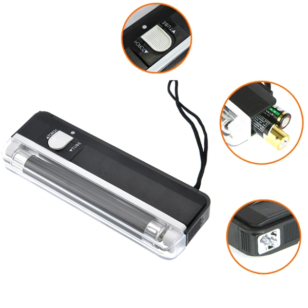 2-in-1 Portable Handheld UV Light Currency Money Detector Torch Lamp