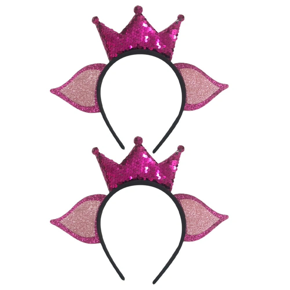 2Pcs Decorative Hair Hoops Zodiac Style Hairbands Crown Shaped Headbands (Rosy)