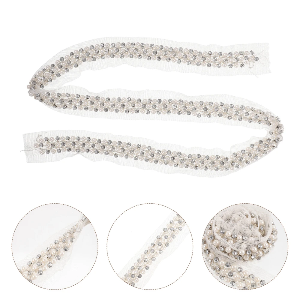 Decorative Lace Trim Multi-function Pearl Ribbon Delicate Rhinestone Ribbon Clothes Accessory