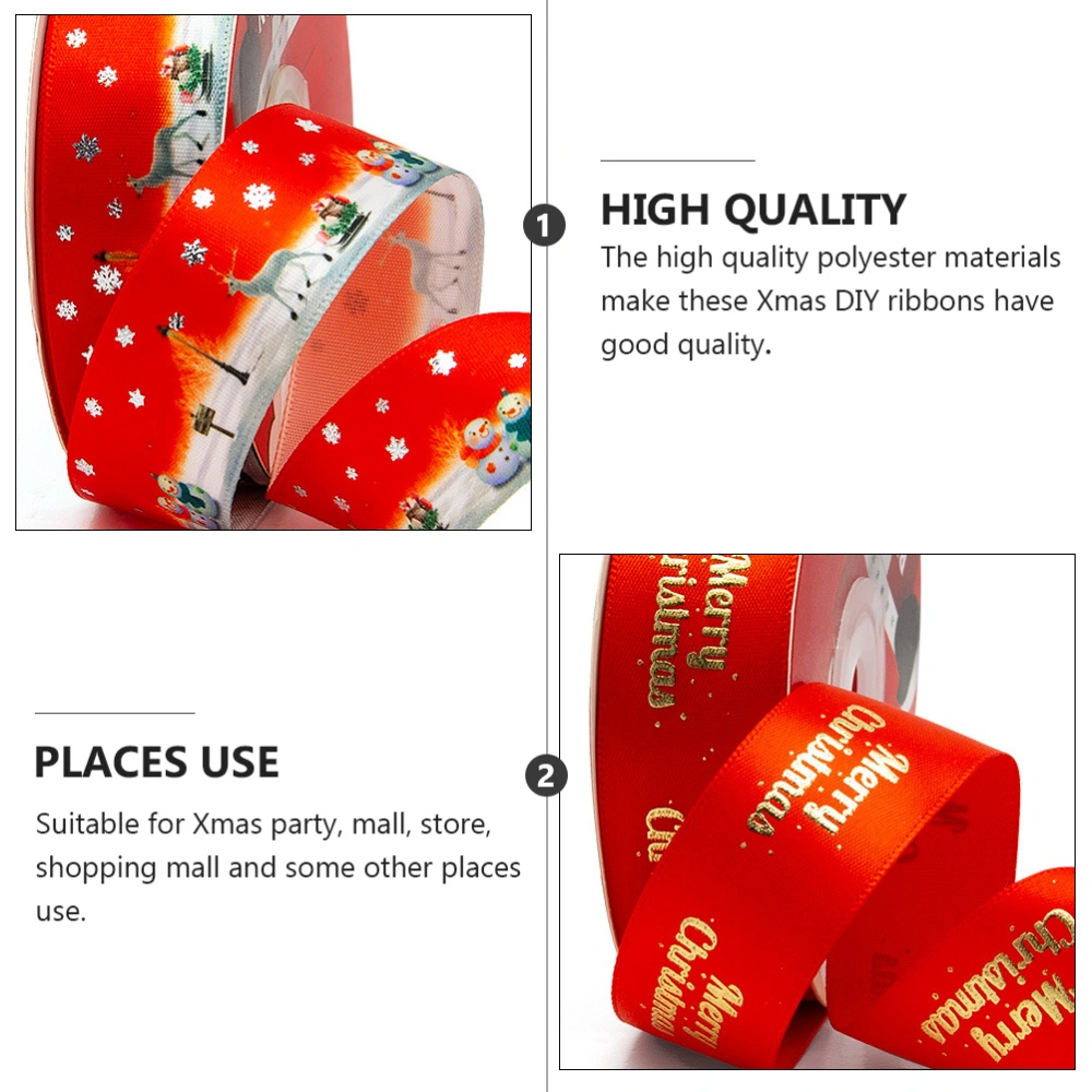 2 Rolls 22M 2.5CM Red Xmas Ribbons DIY Gift Box Packing Ribbons (Random Pattern)