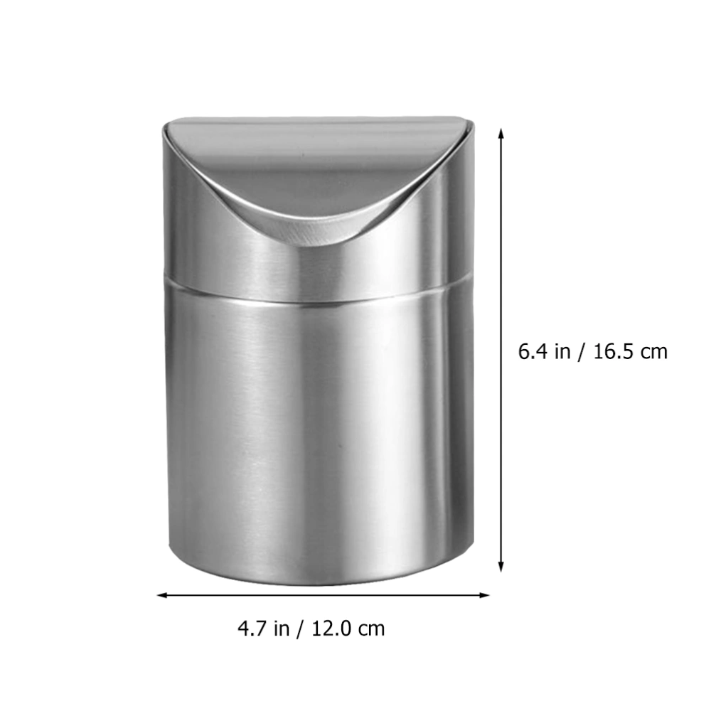 1pc Portable Stainless Steel Trash Can Mini Ash Bin Car Mini Trash Can