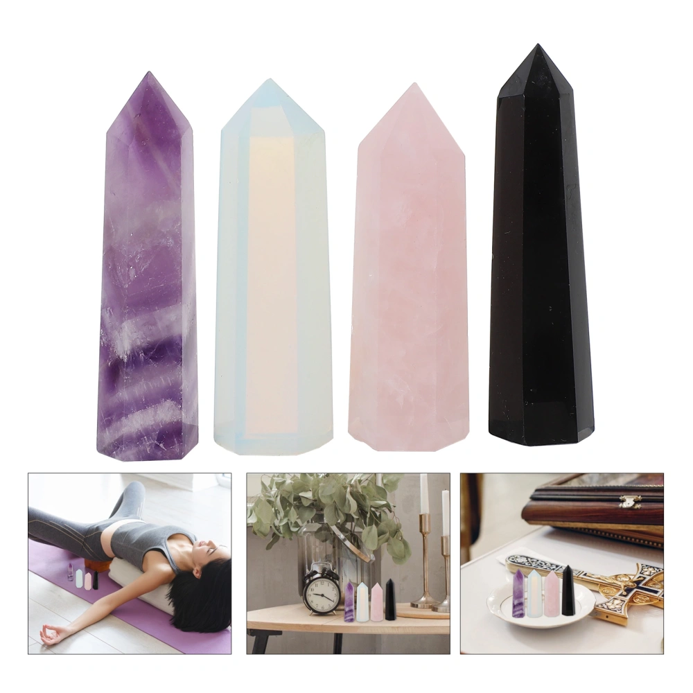 4pcs Home Decoration Healing Crystal Wands Crystals Stone Natural Crystal Column