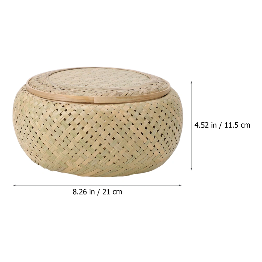 Woven Tea Jar with Lid Bamboo Tea Box Loose Tea Storage Basket Teaware Storage Jar