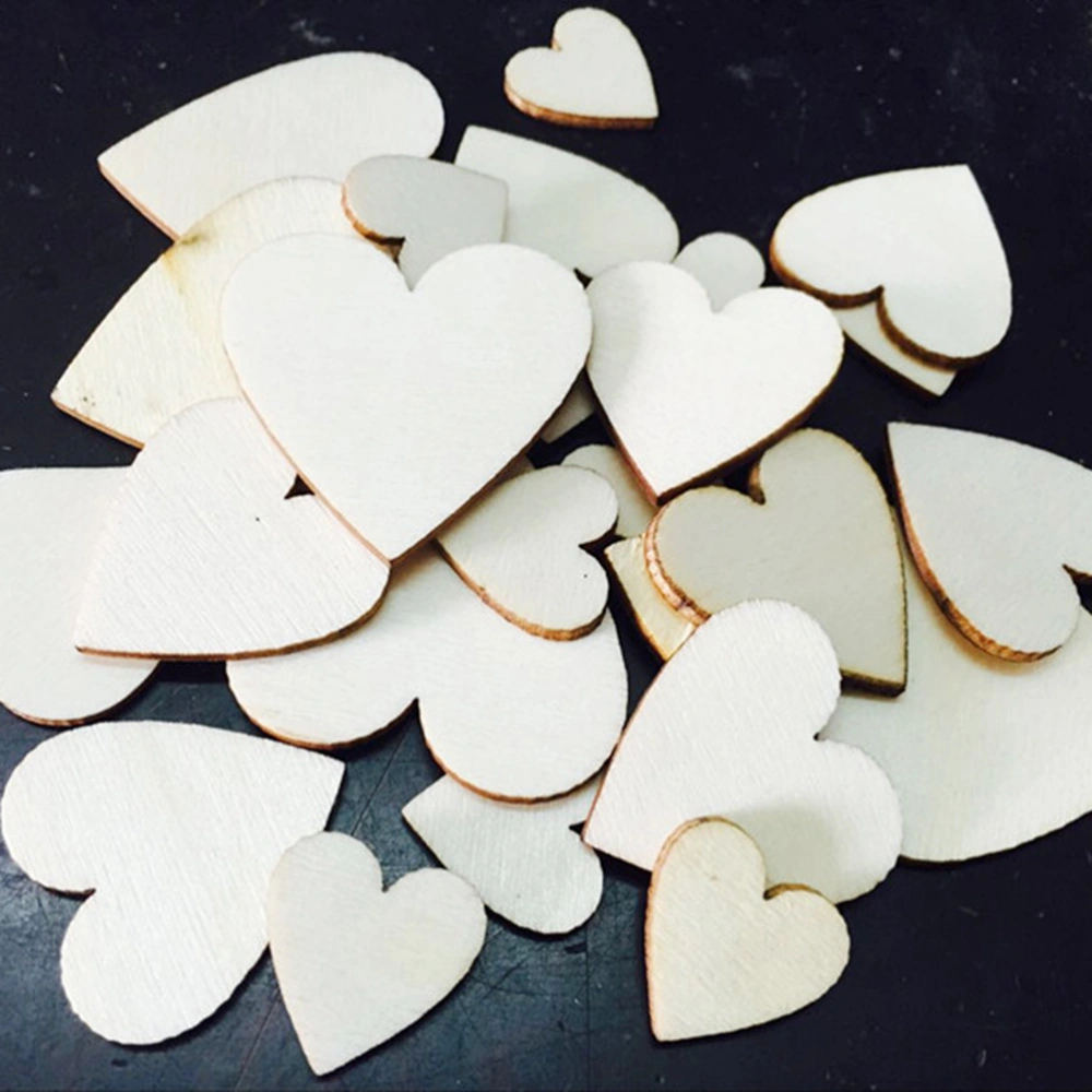 400pcs Heart Shape Slices Creative Wooden Chips DIY Painting Crafts Handmade Ornaments Accessories